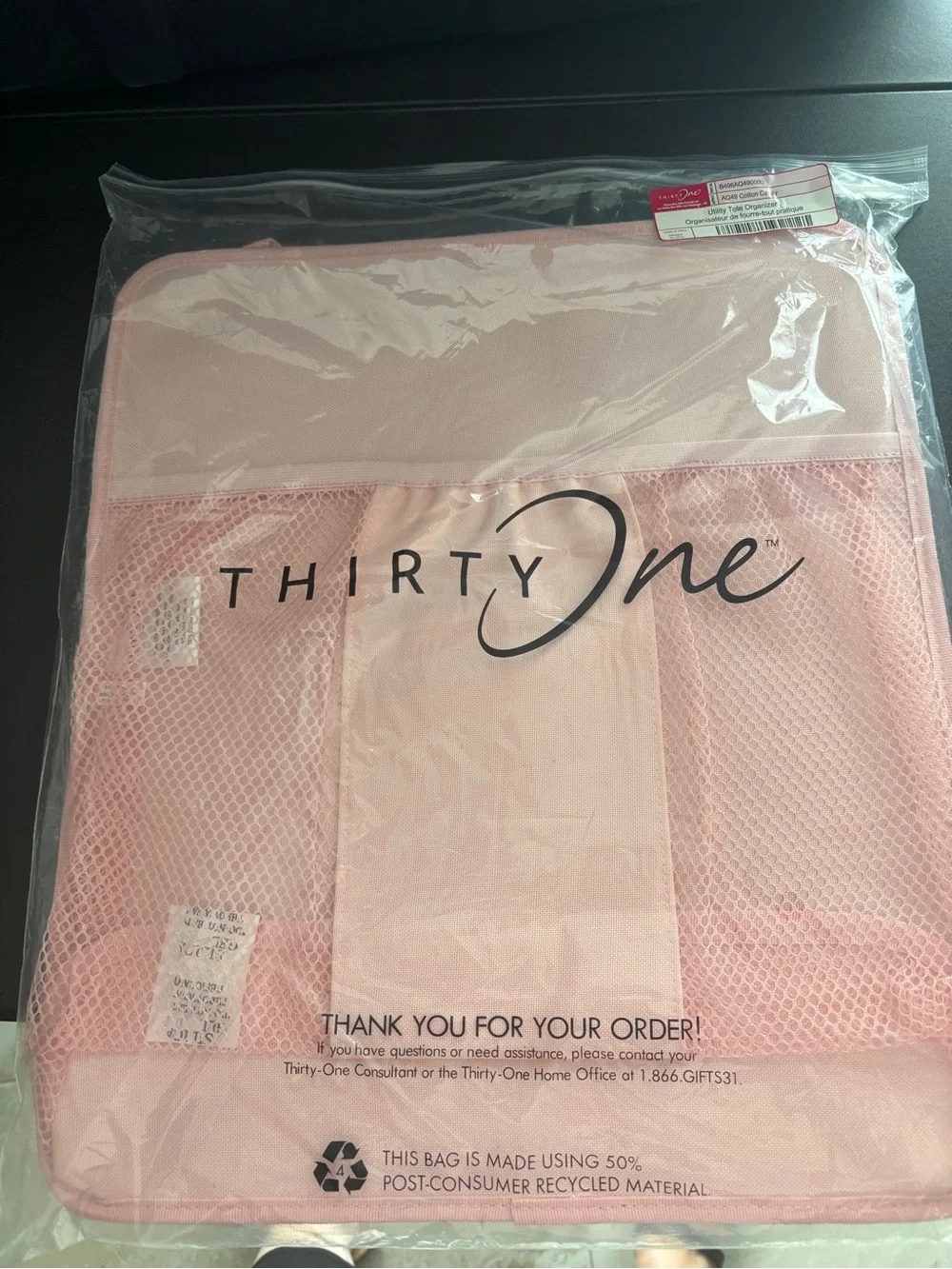 Thirty One Pink Mesh  utility tote Organizer